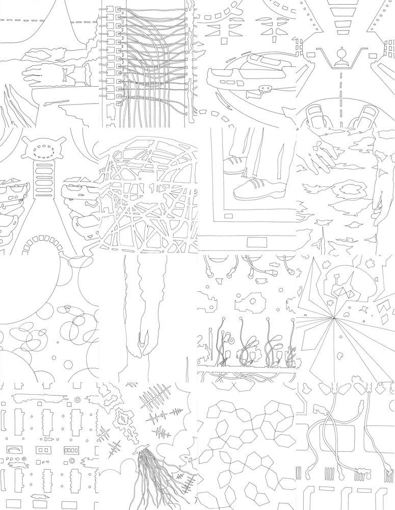 Eva Früh, artist: zu den sternen, installation, auswahl aus 130 zeichnungen