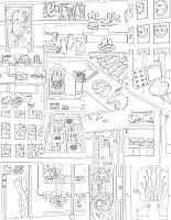 Eva Früh, artist: schaukammer, installation, auswahl aus 130 zeichnungen